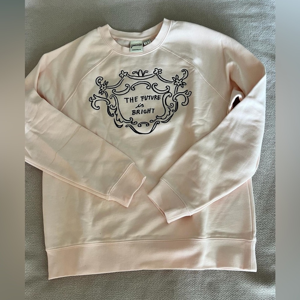Joanie Clothing Graphic Crew Sweater - Blush Light Pink - US Size Small